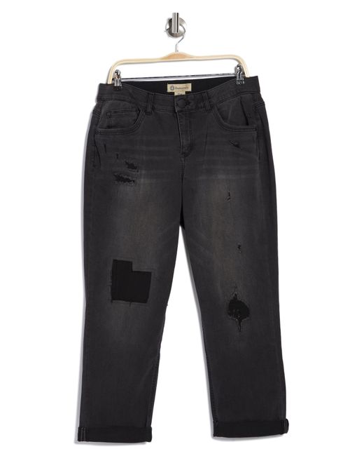 Democracy Denim Ab Technology Ripped Girlfriend Jeans In Black Vintage