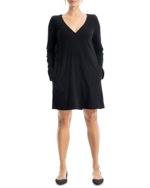Max Studio Black Long Sleeve Swing Dress