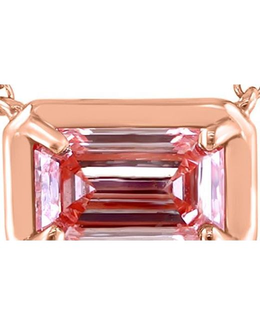 Effy White 14k Rose Gold Lab Created Pink Diamond Pendant Necklace