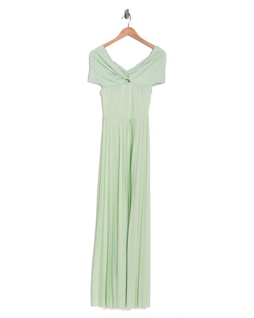 ASOS Off The Shoulder Pleated Maxi Dress in Green Lyst
