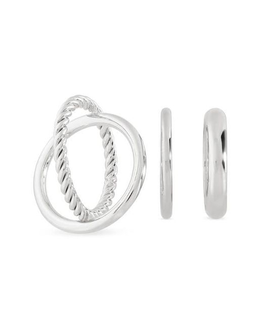 Nordstrom Rack White Set Of 4 Twisted & Smooth Band Rings