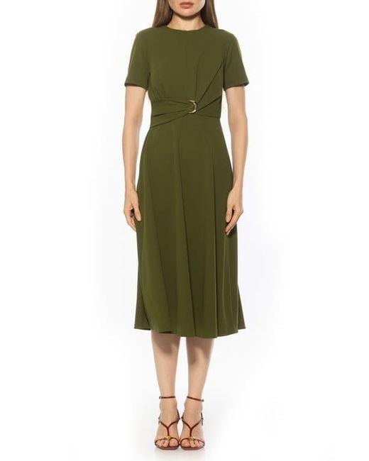 Alexia Admor Xi Gathered Waist Midi Dress in Green | Lyst