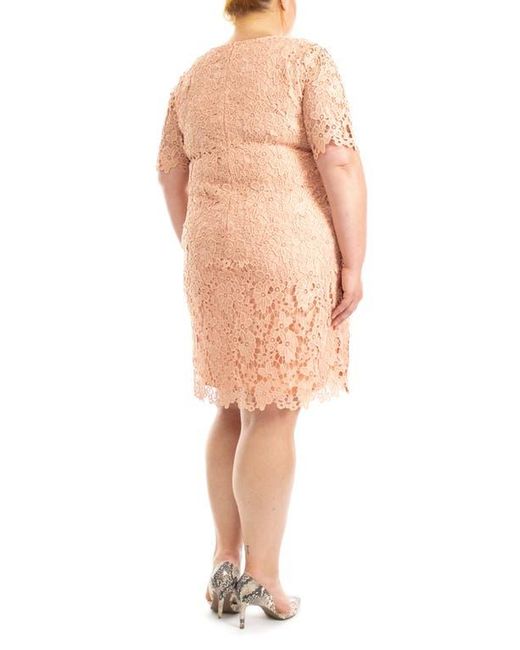 Nina Leonard Crochet Lace Sheath Dress in Pink | Lyst