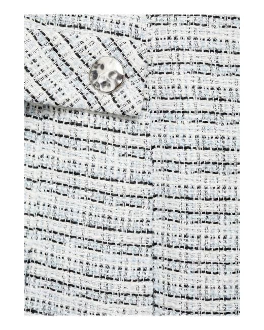 Mango Gray Button Tab Tweed Miniskirt