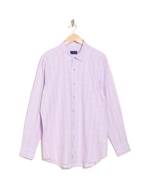 David Donahue Purple Casual Plaid Cotton Poplin Button-down Shirt for men