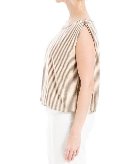 Max Studio White Stripe Cinched Shoulder Tank Top