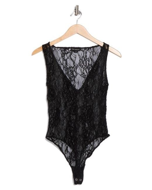 GOOD AMERICAN Blue Lace Deep V-Neck Bodysuit