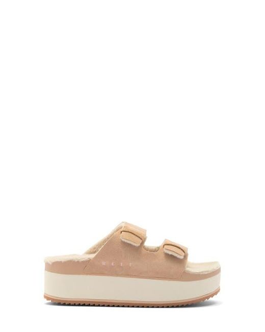 Reef Natural Ojai Ciara Faux Shearling Lined Platform Slide Sandal