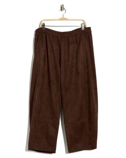 Max Studio Brown Faux Suede Barrel Pants