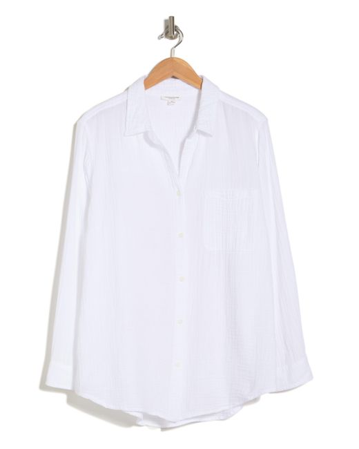Beach Lunch Lounge Alessia Cotton Gauze Button-up Shirt in White | Lyst