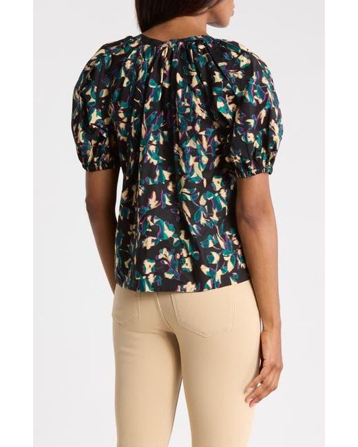 Ulla Johnson Blue Loli Split Neck Cotton Top