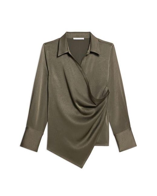 Helmut Lang Green Relax Faux Wrap Shirt