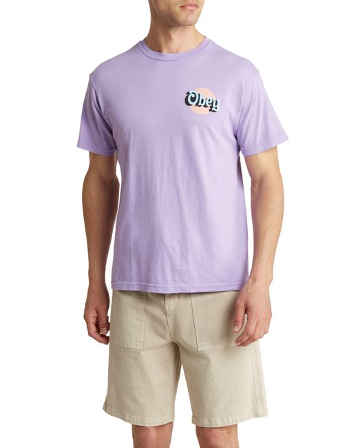 Obey Purple Dot Logo Organic Cotton T-shirt for men