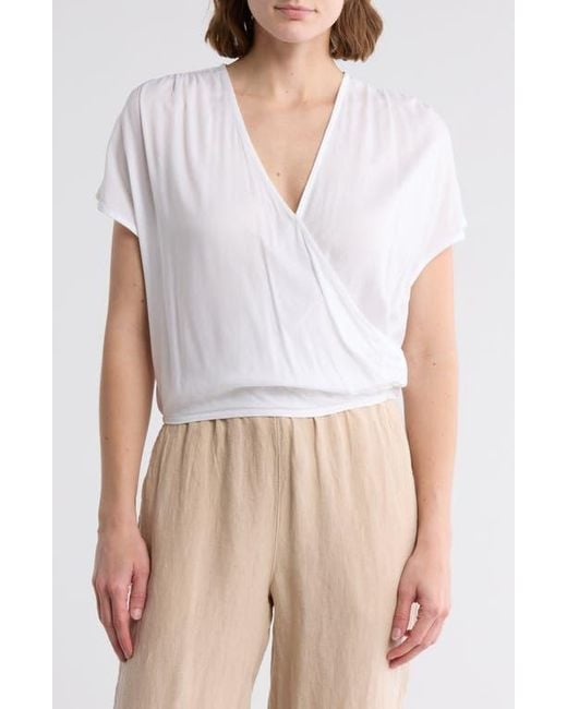 Elan White Surplice Neck Cover-Up Crop Top