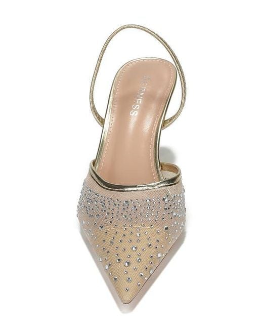 BERNESS White Cara Rhinestone Mesh Pump