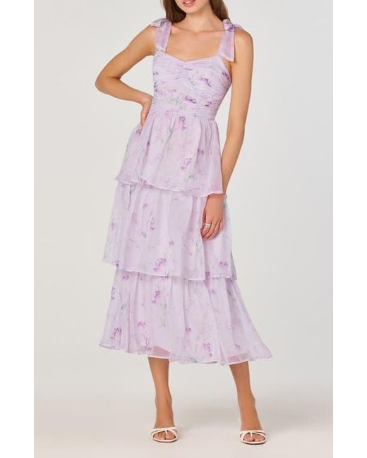 Astr Purple Tiered Tie Strap Sundress