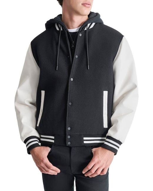 DKNY Water Resistant Varsity Jacket in Black for Men Lyst