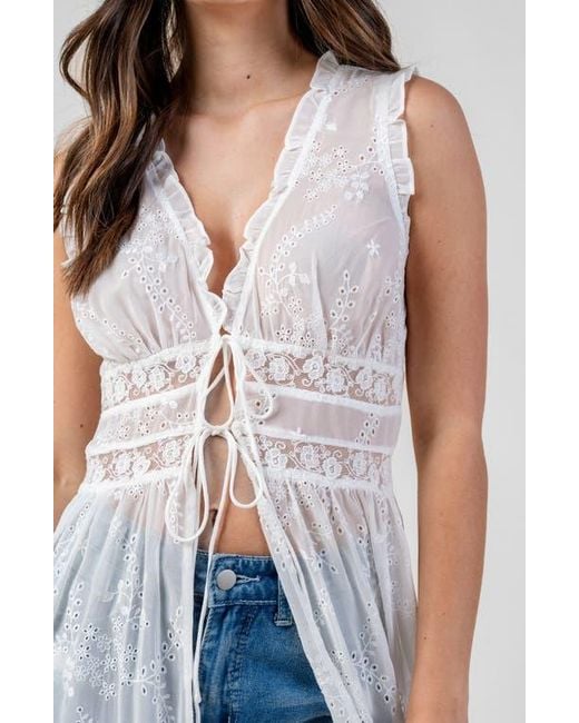 Beivy White Embroidered Duster