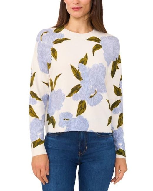 Cece Gray Hydrangea Sweater