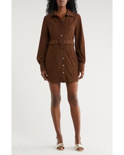 AREA STARS Brown Sosi Long Sleeve Shirtdress