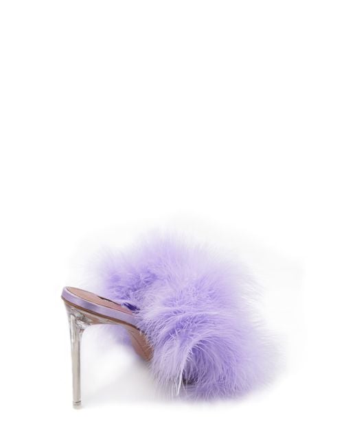 BCBGMAXAZRIA Purple Dennika Ostrich Feather Sandal