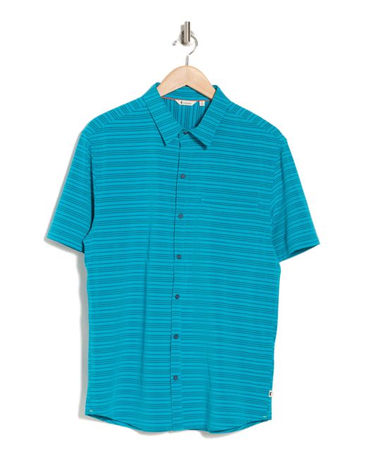 COTOPAXI Blue Cambio Stripe Stretch Short Sleeve Button-up Shirt for men