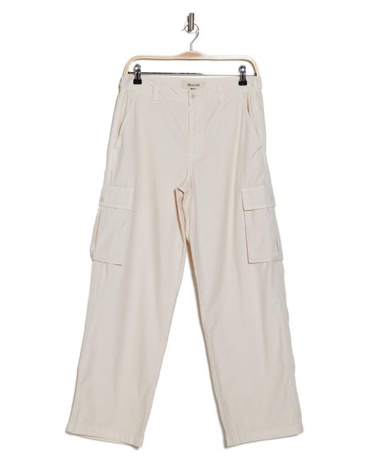 Madewell White Garment Dyed Low-slung Straight Leg Cargo Pants