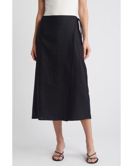 Rails Black Carly Linen Wrap Midi Skirt