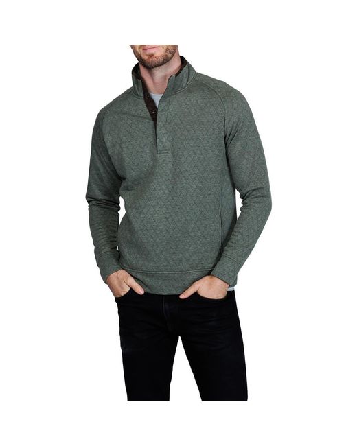 Tailorbyrd Gray Hidden Snap Front Quilted Pullover for men