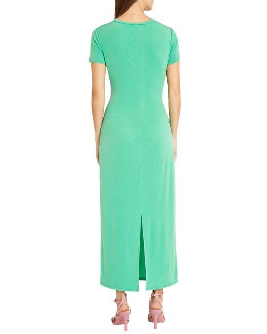DONNA MORGAN FOR MAGGY Green Twist Front Short Sleeve Maxi Dress