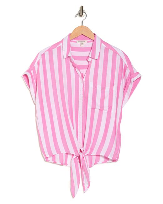 Beach Lunch Lounge Pink Rosie Cabana Stripe Button-up Shirt