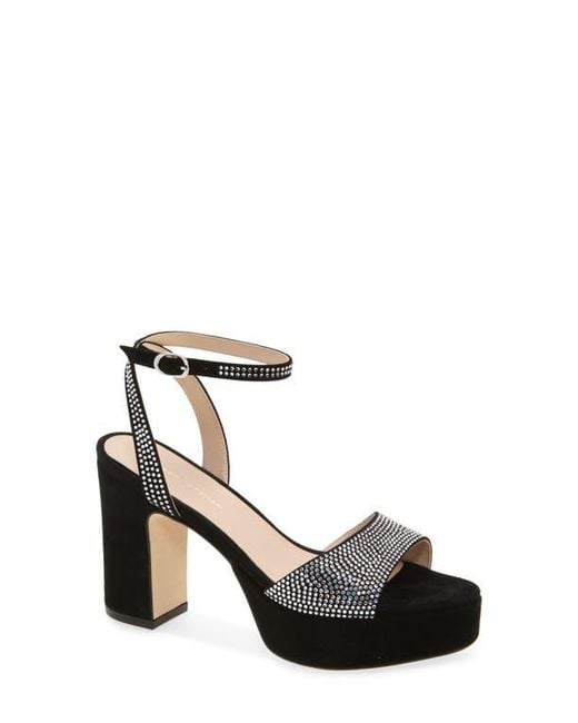 Stuart Weitzman Black Alaina Crystal Platform Sandal
