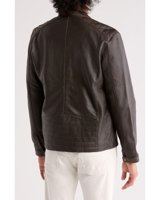 Frye Black Cafe Racer Leather Jacket for men