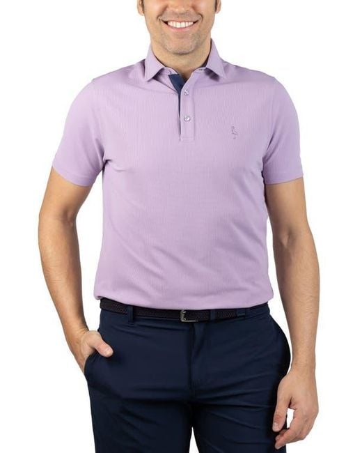 Tailorbyrd Purple Micro Grid Performance Polo for men