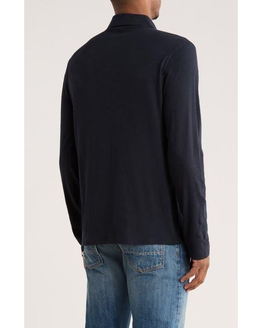 Vince Black Johnny Collar Long Sleeve Knit Top for men