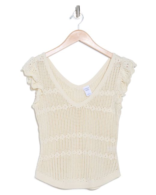 Melrose and Market Natural Open Stitch Ruffle Sweater