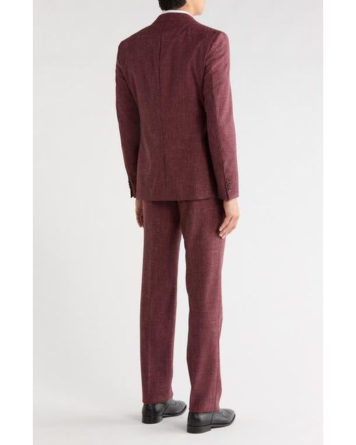 John Varvatos Red Solid Wool Blend Suit for men