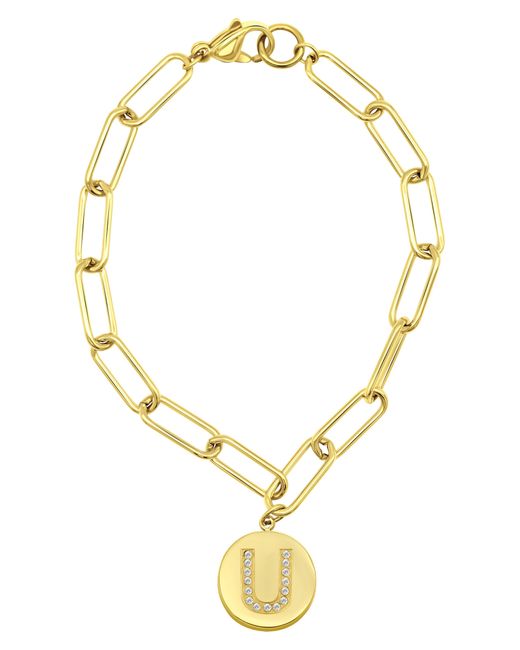 Adornia Metallic 14k Gold Plated Pavé Initial Charm Bracelet