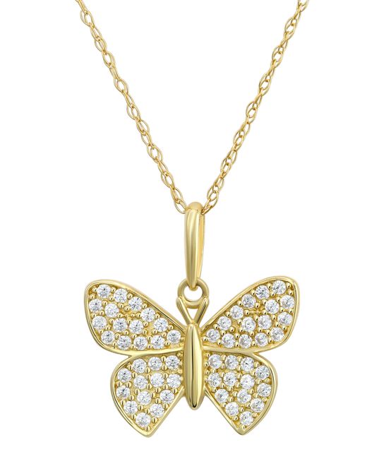 CANDELA JEWELRY Metallic 10k Gold Pavé Cz Butterfly Pendant Necklace
