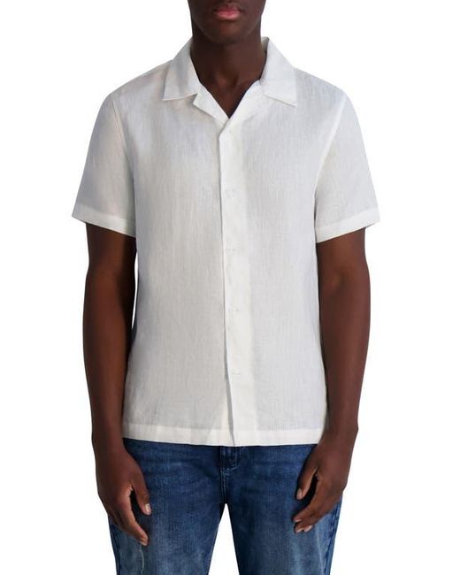 Karl Lagerfeld White Linen Camp Shirt for men