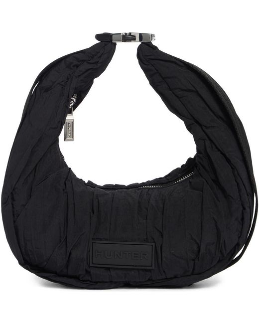 Hunter Black Lune Ruched Shoulder Bag