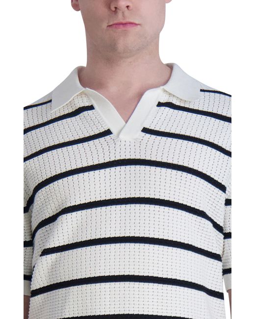 Karl Lagerfeld Multicolor Stripe Crochet Johnny Collar Polo for men