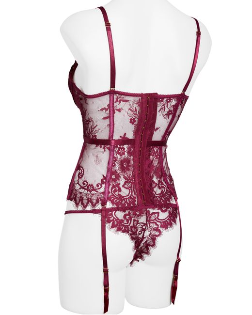 Seven 'til Midnight Pink Lace Underwire Bustier & Tanga Set