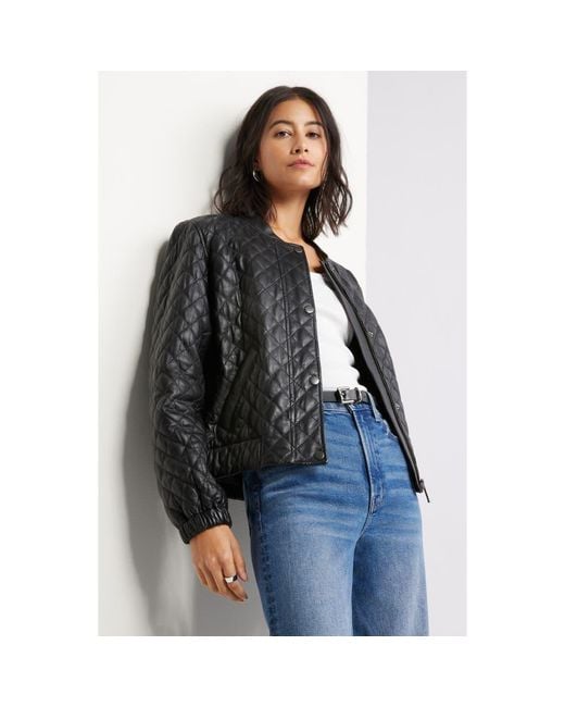 Caslon Black Quilted Leather Jacket