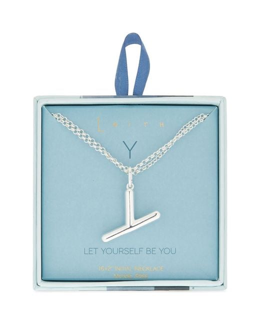Leith Blue Lowercase Initial Bubble Pendant Necklace