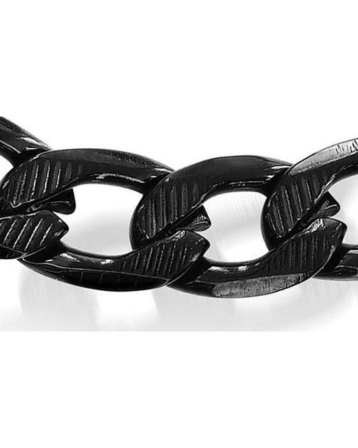 Black Jack Jewelry Black Textured 8mm Figaro Chain Bracelet for men