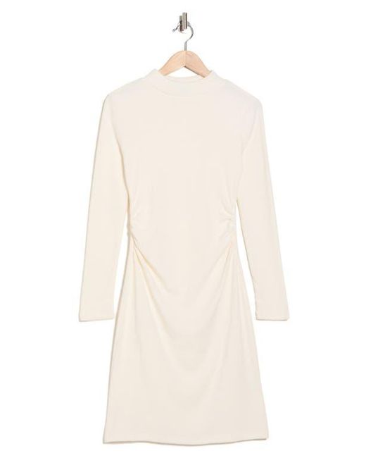 French Connection Natural Long Sleeve Ruched A-Line Dress
