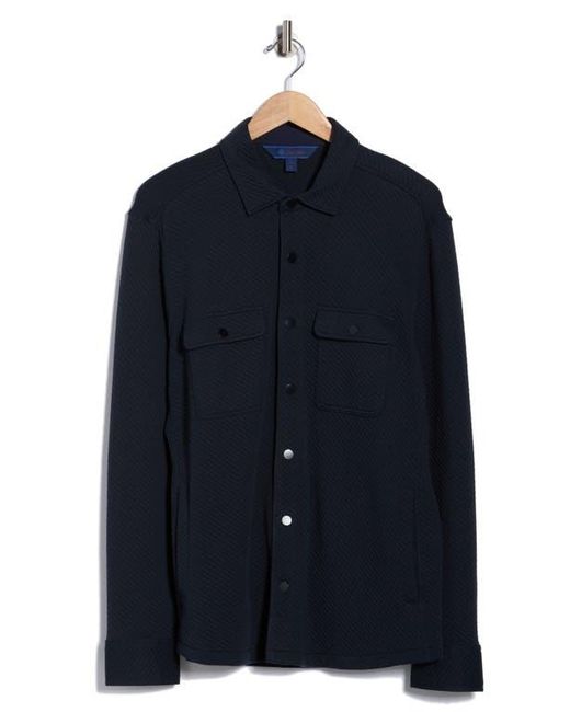 David Donahue Blue Quilted Cotton Overshirt for men