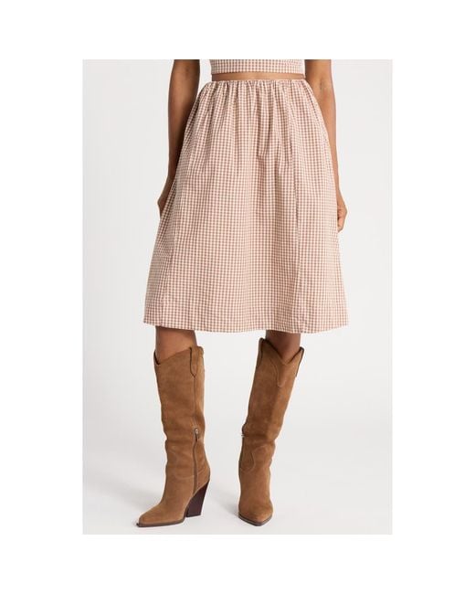 French Connection Pink Gingham Elasticated Skirt