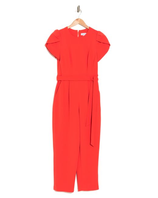 Calvin Klein Tulip Sleeve Jumpsuits in Red | Lyst